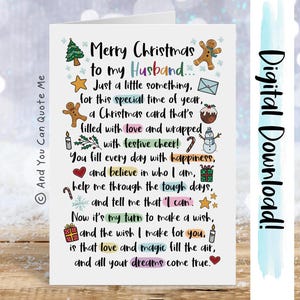 Marido Natal, Marido Cartão, Cartão de Natal, Cartão para Download, Poema do Marido, Marido Incrível, E Você Pode Me Citar, Cartão Digital