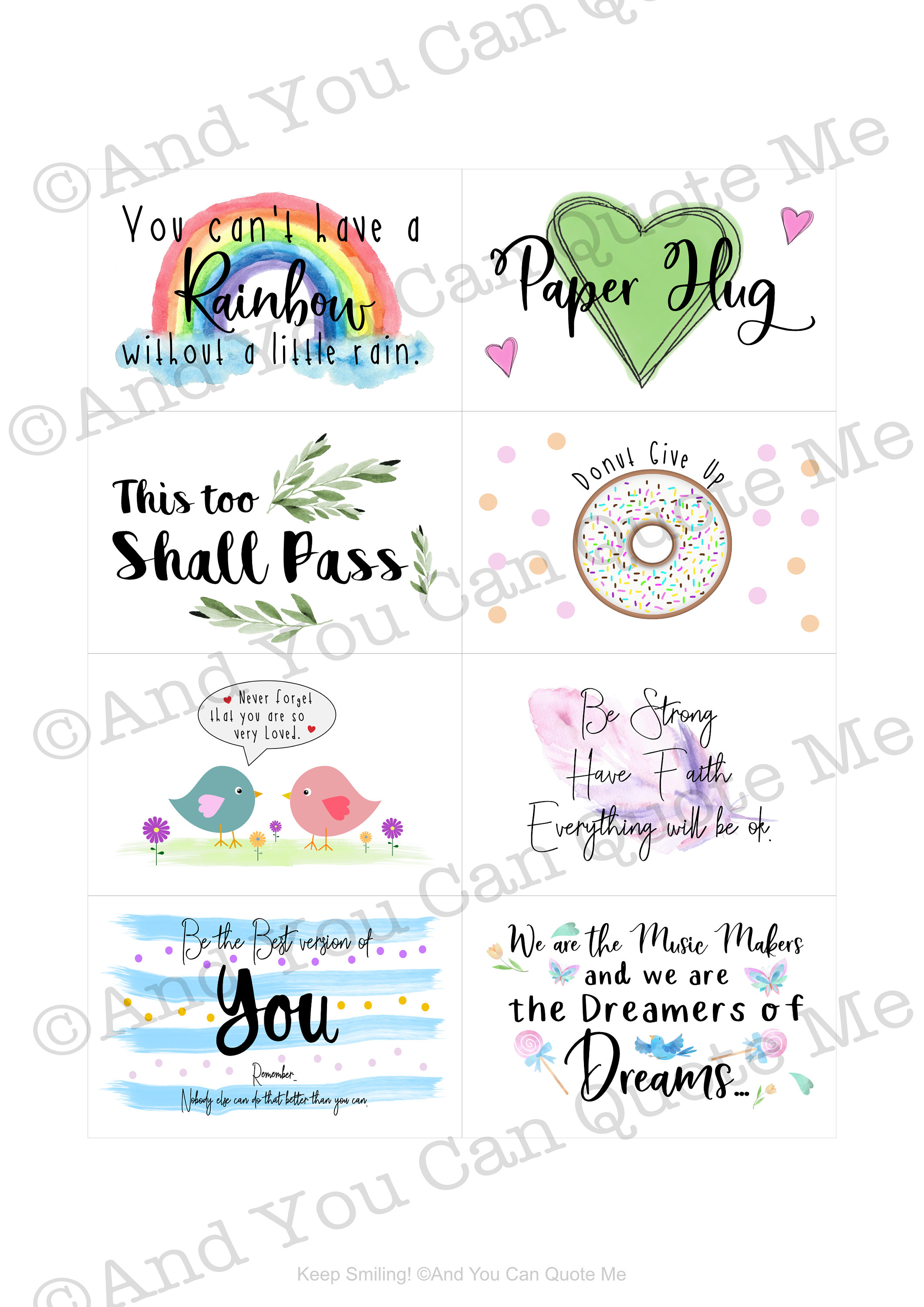 Printable Positivity Cards Inspiring Quotes Encouragement | Etsy