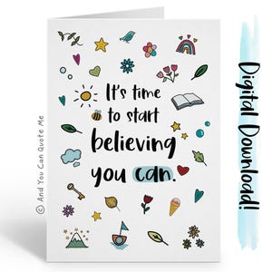 Carte d'encouragement, Believe you can, You got this, Carte porte-bonheur, Téléchargement instantané, Rappel de téléchargement, Carte numérique, Affirmation quotidienne