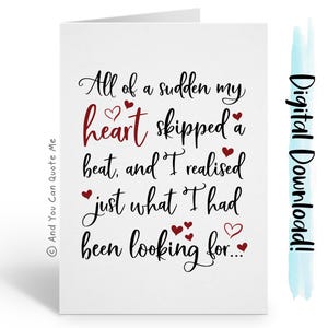 Carte de Saint-Valentin, carte d'amour imprimable, mon coeur, carte d'âme soeur, carte de fiancé, carte de jour de mariage, carte de mari, carte de femme, téléchargement de fiançailles