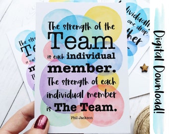 Teamwork Postcards, Printable Team Quotes, Positive Quotes, Staff Gifts, Colleague Postcards, Gift for Boss, Co-Worker Gift, Downloadable