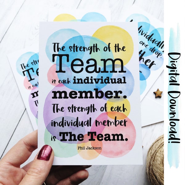 Teamwork Postcards, Printable Team Quotes, Positive Quotes, Staff Gifts, Colleague Postcards, Gift for Boss, Co-Worker Gift, Downloadable