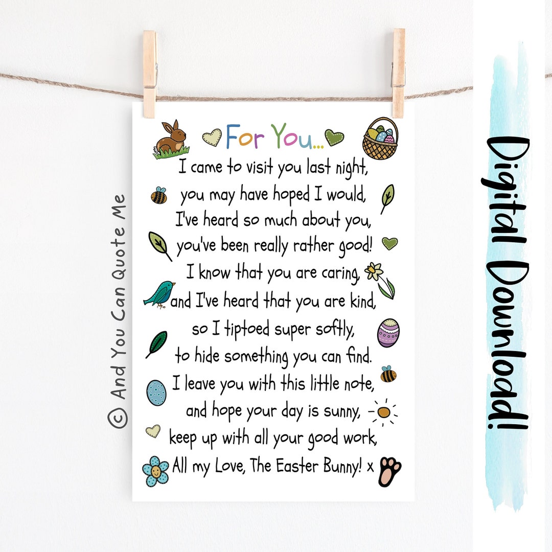 Easter Bunny Letter, Easter Hunt Download, Digital Download. Easter ...