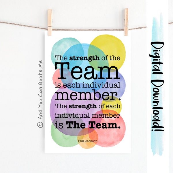 Teamwork Print, Office Print, Boss Gift, Positive Quote, Staff Room Print, Teamwork Quote, Instant Download Wall Art, Motivational Print