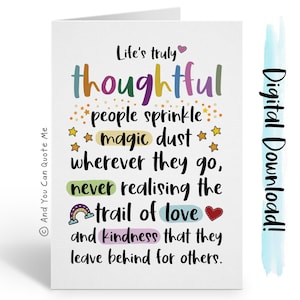 Thank You Download, Thoughtful Friend, Appreciation Card, Bestie Card, Instant Download, Printable Card, Digital Cards, And You Can Quote Me