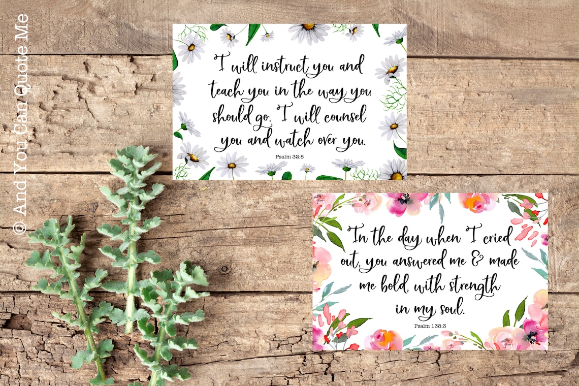 4x6 Bible Verse Cards Psalms Quotes Instant Download Cards | Etsy
