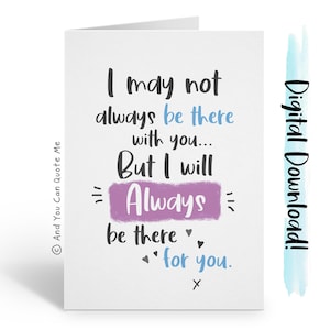 Printable Positivity Card, Friendship Card, Missing Mum, Far Away Friend, Long Distance Family, Daughter Card, Miss You Card, Downloadable