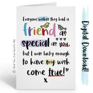 Carte de l'amitié, merci un ami, téléchargement Bestie, ami qui vous soutient, téléchargement numérique, carte imprimable, remerciements numériques, ami spécial