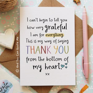 Grateful for You, Thank You Card, Thank You Friend, Appreciation Card, Bestie Card, Forever Grateful, Thank You Mentor, And You Can Quote Me