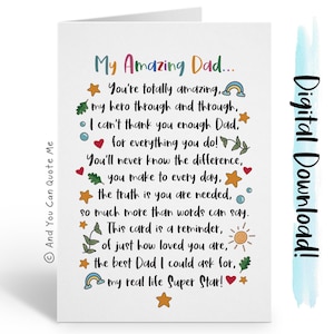 Merci papa, carte de fête des pères, papa imprimable, papa incroyable, téléchargement immédiat, carte imprimable, cartes numériques, et vous pouvez me citer