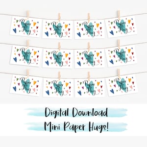 Abbracci di carta, Mini biglietti, Biglietti di positività stampabili, Articoli di carta, Materiali per imballaggio, Scrapbooking, Download immediato, Download di cancelleria
