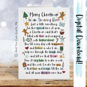 Patron imprimable, carte patron, carte de Noël, carte téléchargeable, merci patron, patron incroyable, et vous pouvez me citer, carte de Noël numérique