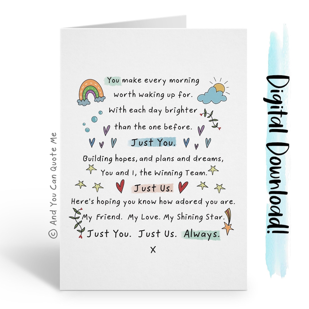 Printable Valentines, Downloadable Card, Anniversary Printable, Digital ...