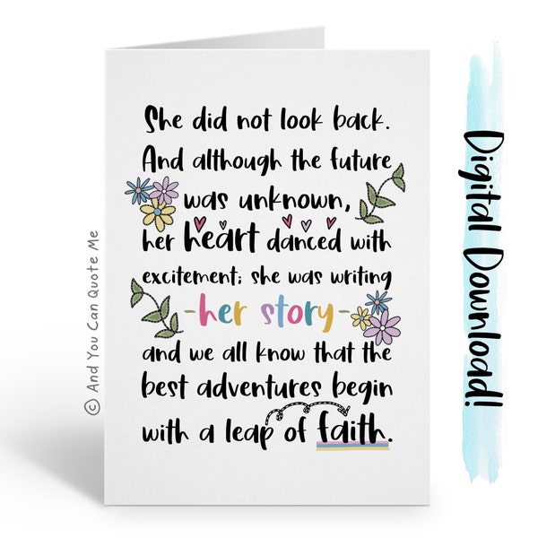 Printable Card, New Adventure, Instant Download, New Job Printable, Fresh Start Card, Divorce Card, New Beginnings, And You Can Quote Me