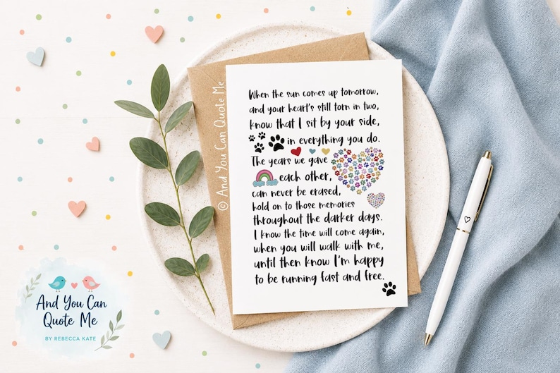 Pet Loss Card, Sympathy Card, Dog Loss, Thinking of You, Pet Memorial, Dog Memorial, With Sympathy, Paw Print Card, And You Can Quote Me image 9