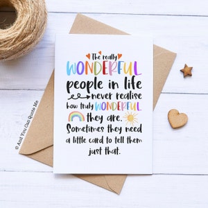 Wonderful People, Positivity Card, Friendship Card, Thank You Friend, Card for Mum, Card for Boss, Just Because, Self Confidence Card image 9