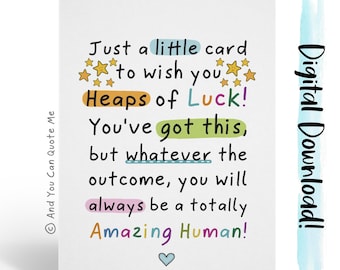 Impresión de buena suerte, puedes lograrlo, suerte en los exámenes, descarga instantánea, tarjeta digital, prueba de manejo imprimible y descarga de tarjeta, puedes citarme