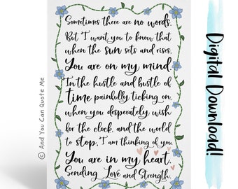 Printable Sympathy Card, Thinking of You, Instant Download, Suffering Loss, In My Thoughts, Loss of Loved One, Digital Download Card