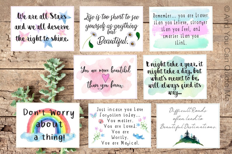 Printable Positivity Cards Inspirational Words Encouragement | Etsy