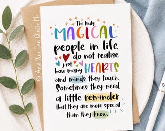 Magical People, Positivity Card, Thank You Card, Encouragement Card, Teacher Card, Appreciation Card, Friendship Card, Original Quote Card