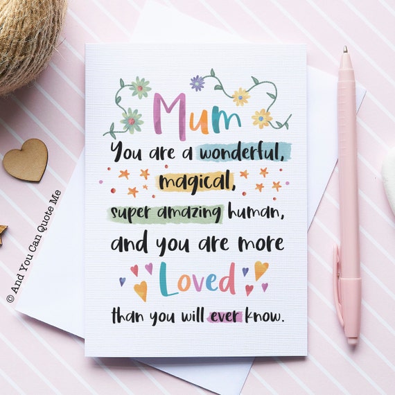 Love You Mum, Thank You Mum, Magical Mum, Amazing Mum Card, Miss You Mum, Inspirational Mum Card, Mother Daughter Card, And You Can Quote Me