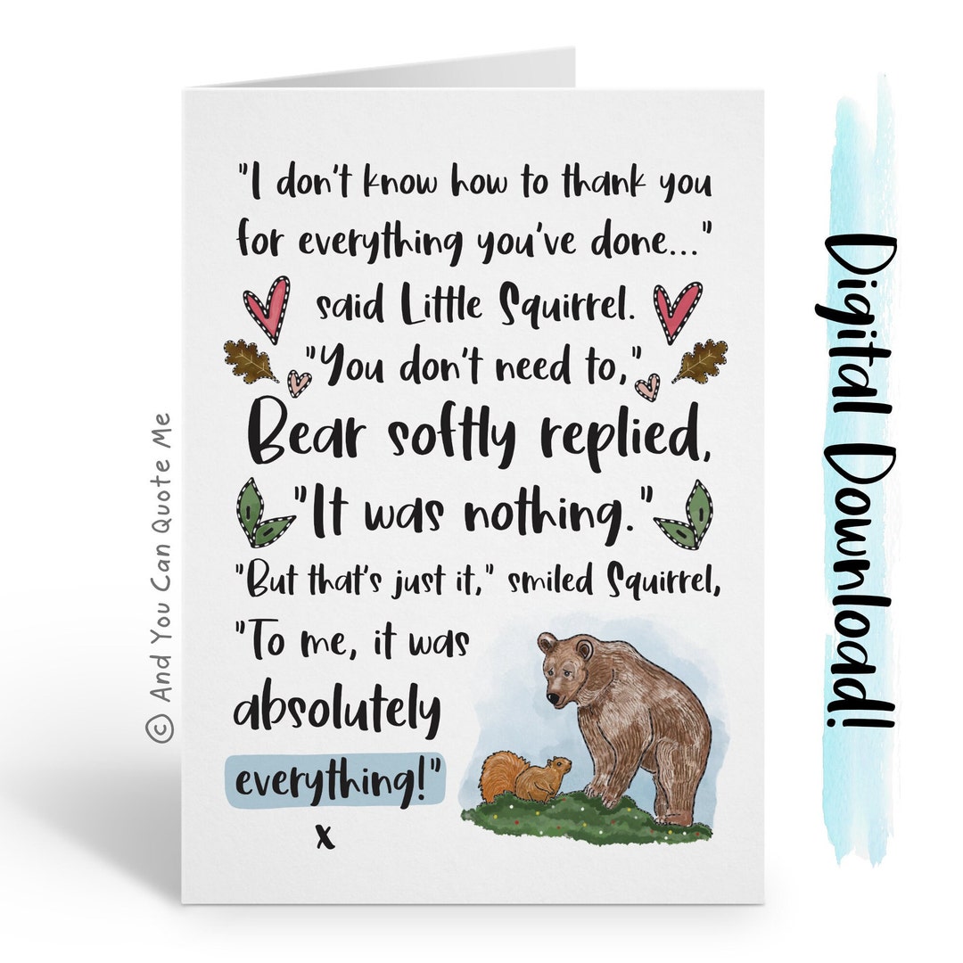 Printable Thank You Card, Thank You Friend, Thank You Download, Bestie ...