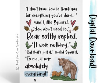 Printable Thank You Card, Thank You Friend, Thank You Download, Bestie Card, Best Friend Card, Positivity Card, And You Can Quote Me