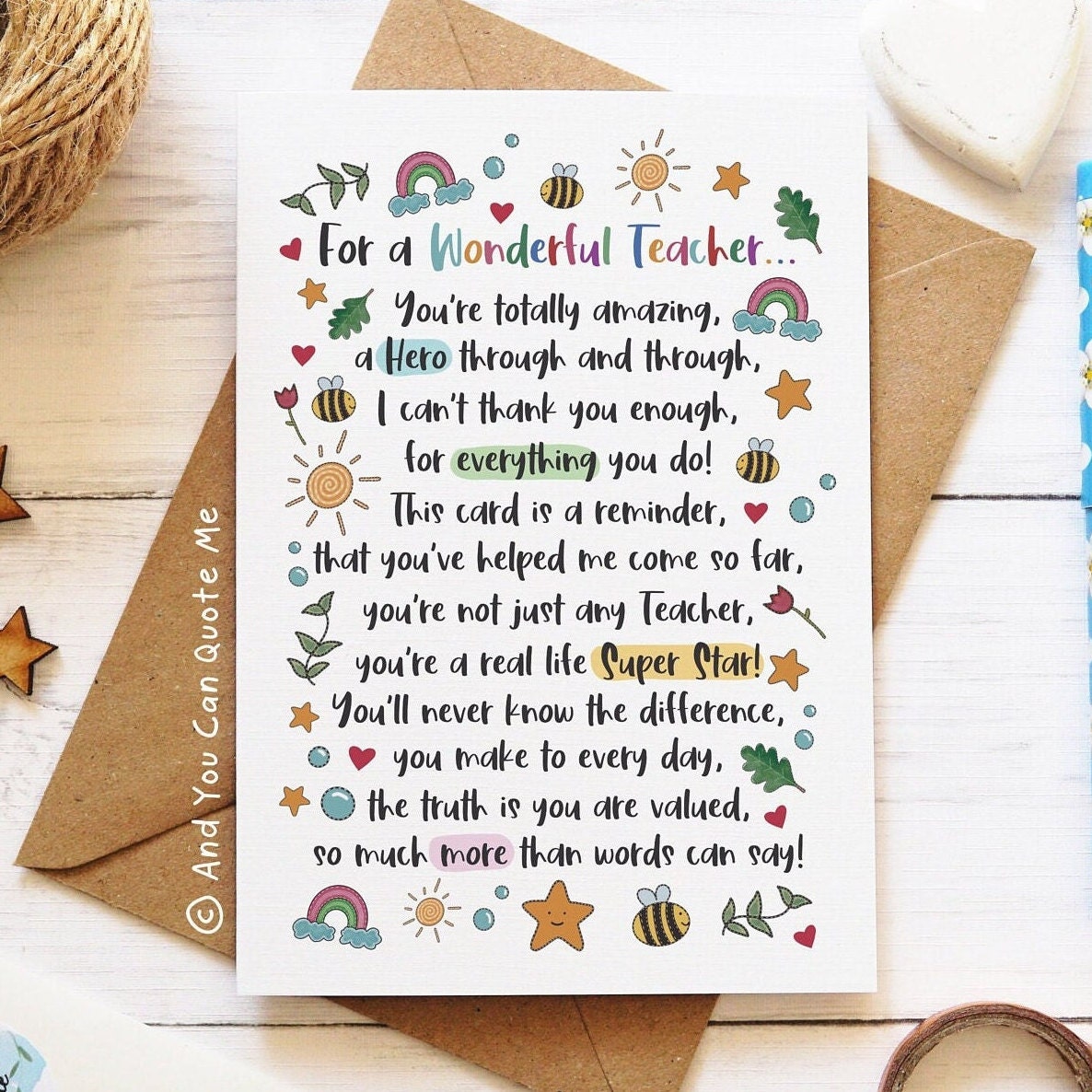 Thank You Card For Teacher Quotes 100 Best Thank You Teacher Messages