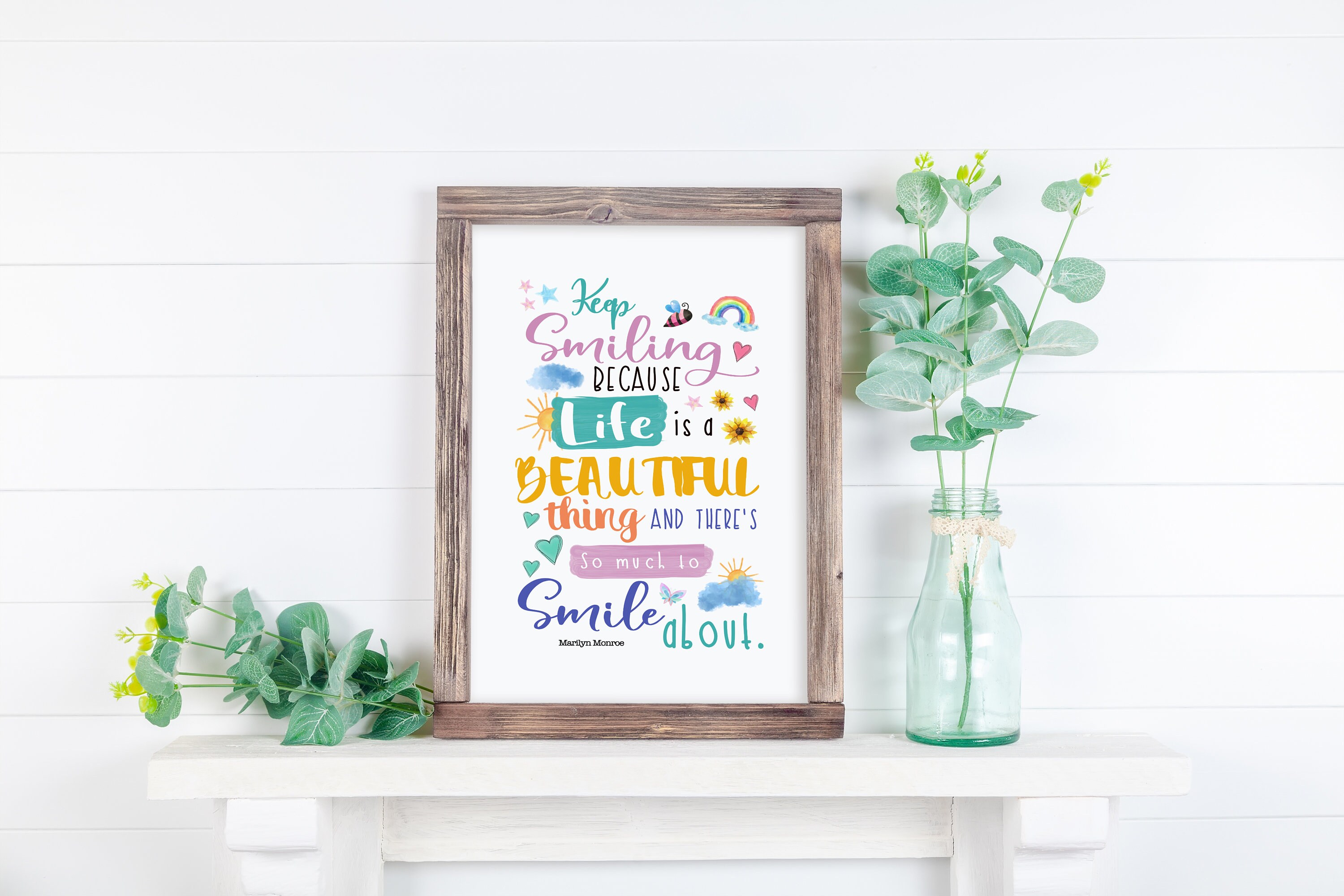 Keep Smiling Printable Art Print Download Typography Prints | Etsy