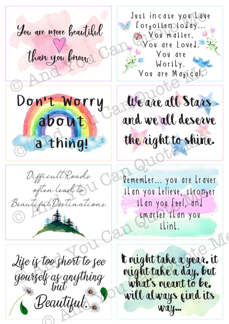 Printable Positivity Cards Inspirational Words Encouragement | Etsy