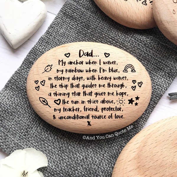 Dad Pebble, Dad Gift, Thank You Dad, Miss You Dad, Father Keepsake, Father's Day Gift, Engraved Gifts, Best Dad, And You Can Quote Me