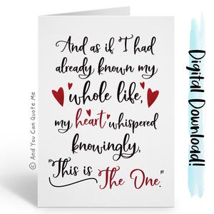 Carte de Saint-Valentin, carte amour imprimable, carte âme soeur, carte fiancé, carte jour de mariage, carte mari, fiançailles, carte femme, téléchargement immédiat
