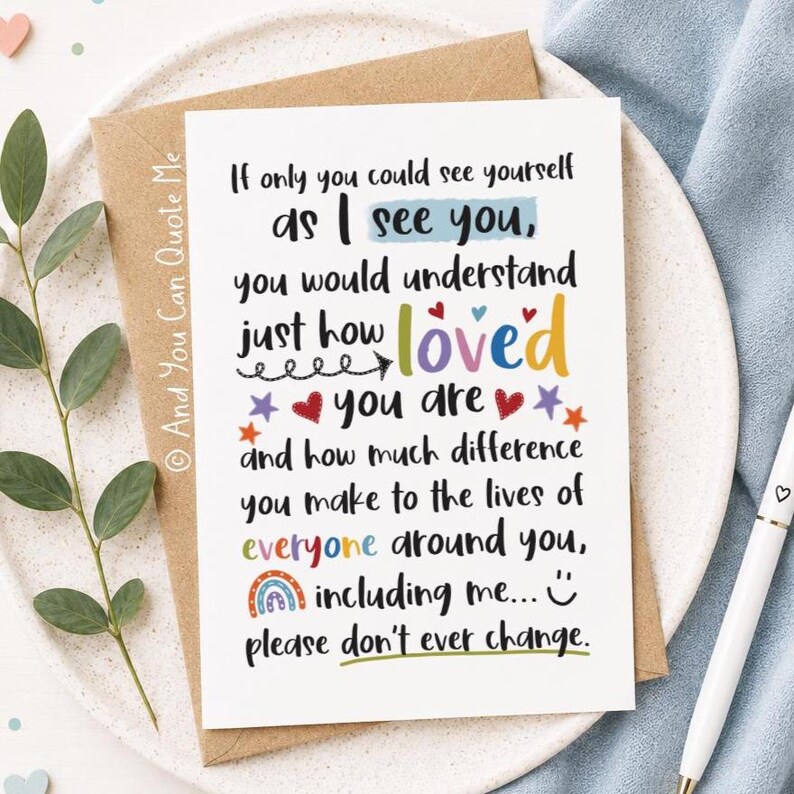 You are Loved, Self Esteem Card, Anxiety Card, Self Confidence Card, Friendship Card, Positivity Card, Just Be You, Depression Card image 1