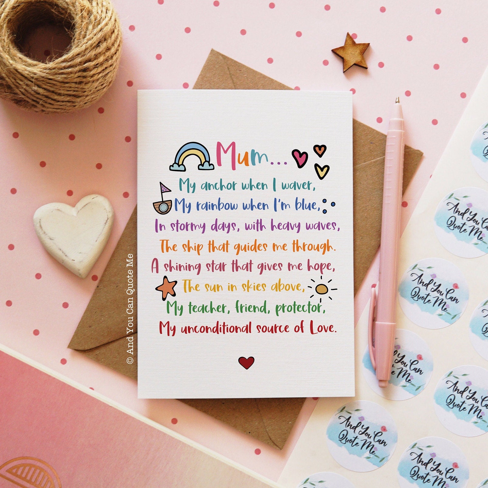 Thank You Mum Mum Card Mother's Day Card Card for Mum - Etsy UK