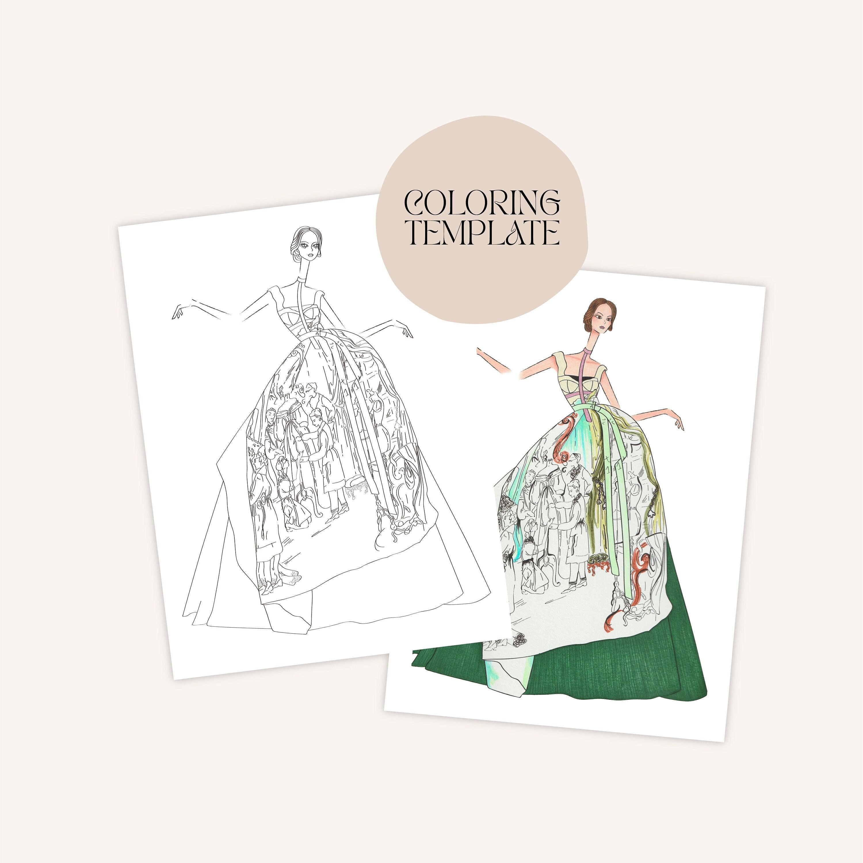 Dolce & Gabbana Fashion Illustration Coloring Template - Etsy Dolce & Gabbana Fashion Illustration Coloring Template - Etsy