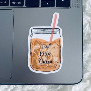 Iced Coffee Queen Sticker, Coffee Addict Sticker, Speckled Coffee Sticker, Iced Coffee Sticker, Drink Iced Coffee, Laptop Sticker, Vinyl