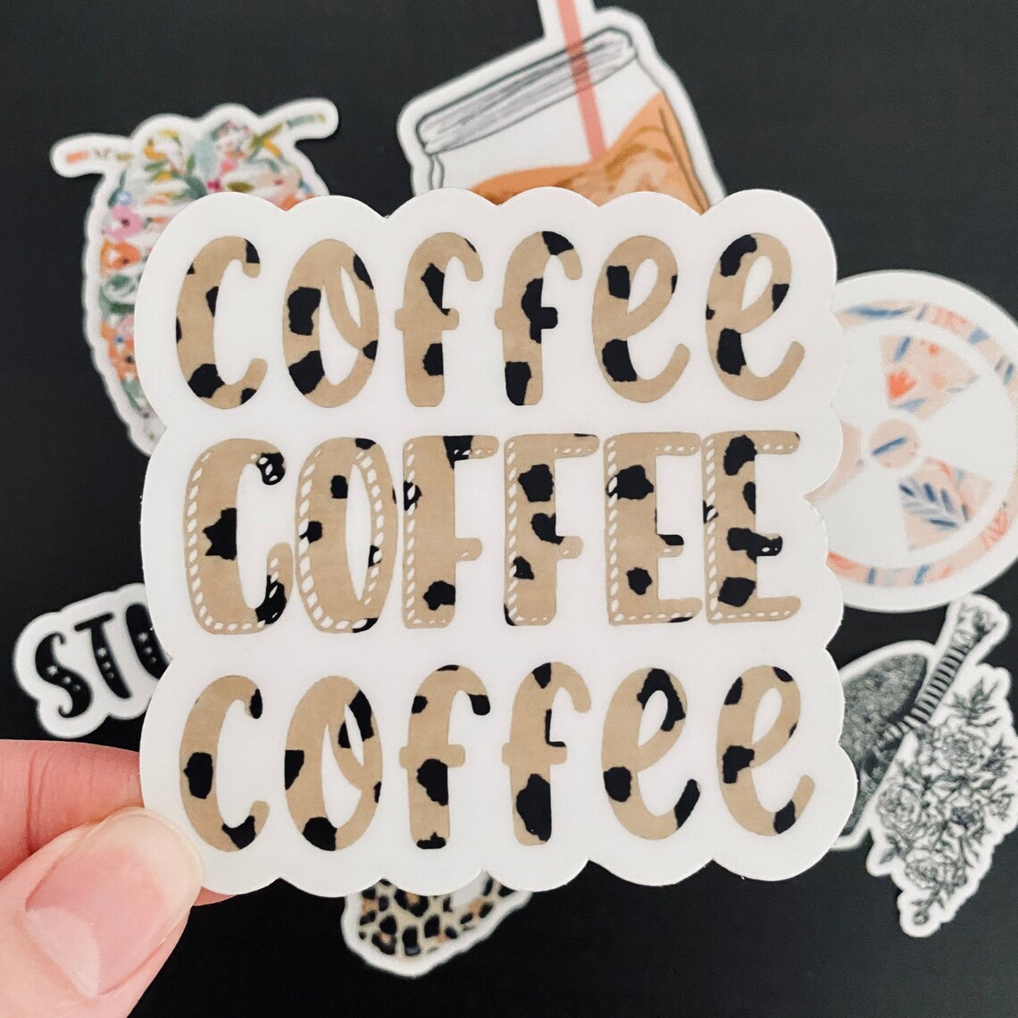 COFFEE COFFEE COFFEE Sticker Coffee Addict Sticker Speckled Etsy