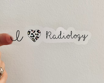 I Love Radiology Sticker: Cheetah Print Heart, Rad Tech Gift