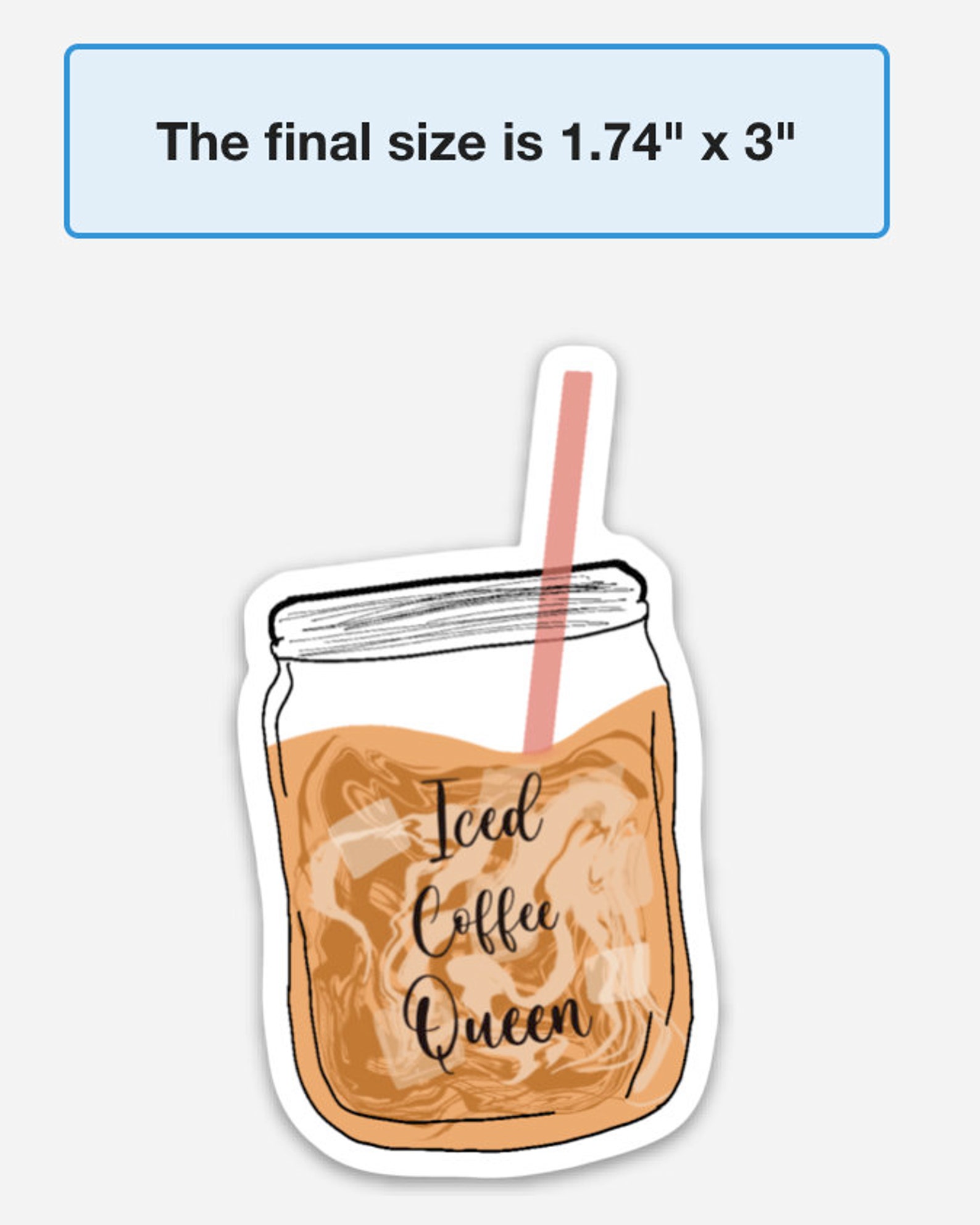 iced coffee queen sticker coffee addict sticker speckled etsy