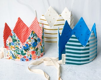 Fabric Play Crown | One Size Fits All Reversible Birthday Crown for Pretend Play
