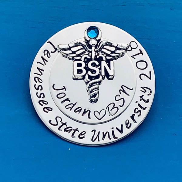 Personalized Pin for BSN / BSN Gift /bsn /Nurses / Nursing Student Gift /  Nursing Pinning Ceremony / RN pin / Nurse Gift / Nursing Graduate
