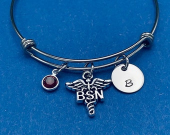 Personalized Bracelet for RN / Rn Gift /bsn /Nurses / Nursing Student Gift /  Nursing Gift / Initial bracelet / lpn /NP /graduation gift