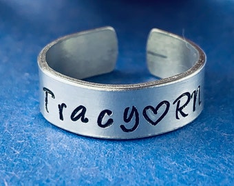 Personalized RN Ring / Nurse gift / hand stamped ring / Gift for Nurse / wrap ring / Ring for bsn / LPN / NP / graduation gift / custom ring