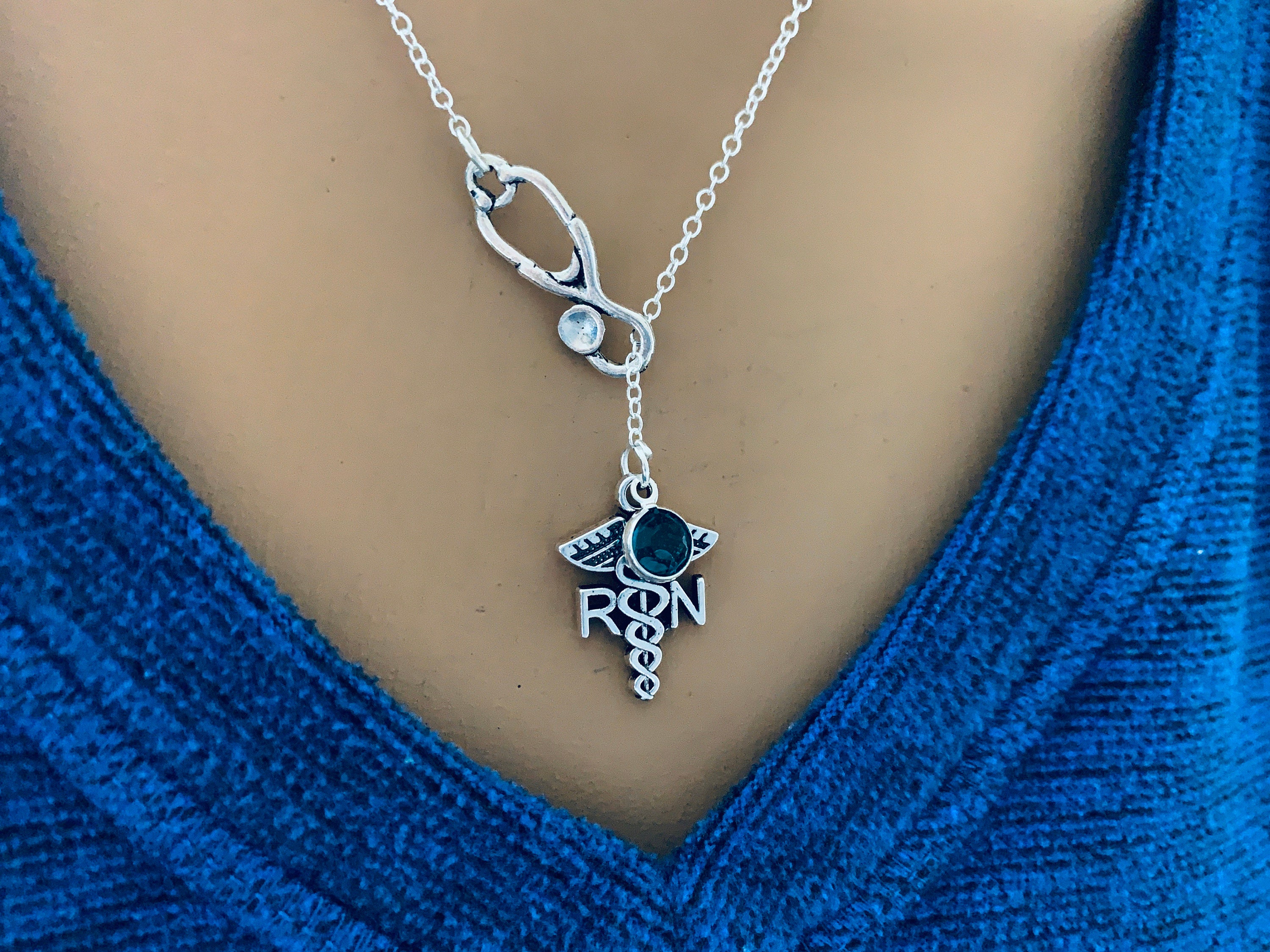 Nurse Lariat Necklace / RN Gift / Nurse Jewelry / Stethoscope Etsy