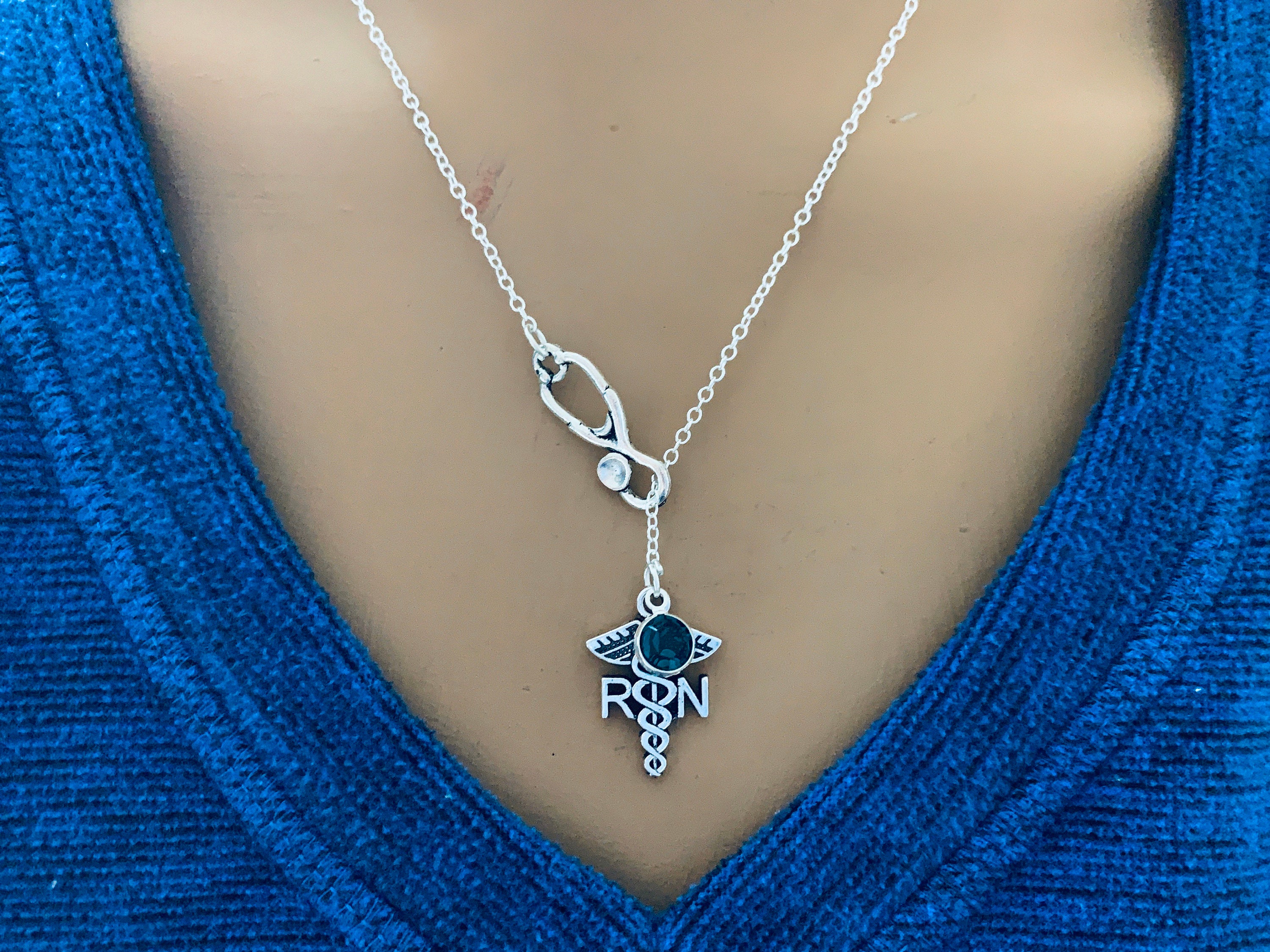 Nurse Lariat Necklace / RN Gift / Nurse Jewelry / Stethoscope Etsy