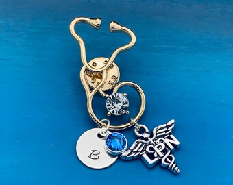 Personalized Nursing Pin / Stethoscope Heart Pin / Nursing Student /  Nursing Pinning Ceremony / Gift for Doctor/Nurses / Nursing Graduate