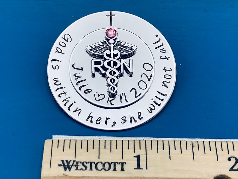 Personalized Pin for RN / Rn Gift /bsn pin/ Nursing Student Gift / Nursing Pinning Ceremony / RN pin / Nurse Pin / God is within her image 8