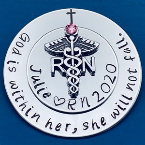 Personalized Pin for RN / Rn Gift /bsn pin/ Nursing Student Gift /  Nursing Pinning Ceremony / RN pin / Nurse Pin / God is within her