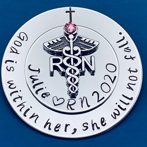 Personalized Pin for RN / Rn Gift /bsn pin/ Nursing Student Gift / Nursing Pinning Ceremony / RN pin / Nurse Pin / God is within her image 4