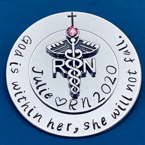 Personalized Pin for RN / Rn Gift /bsn pin/ Nursing Student Gift / Nursing Pinning Ceremony / RN pin / Nurse Pin / God is within her image 5